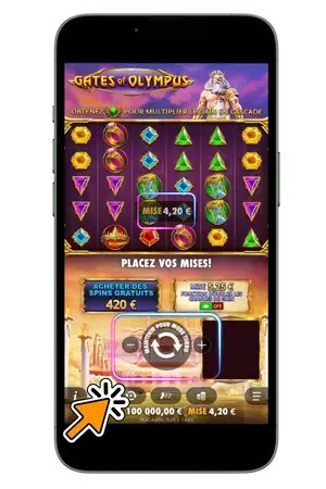 Définissez votre mise et lancez les tours Gates of Olympus
