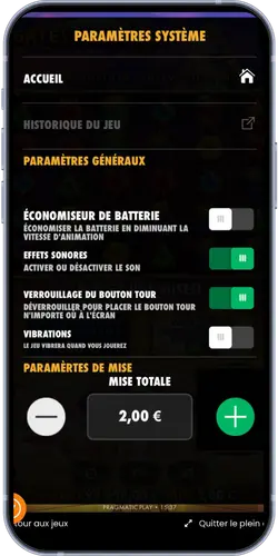 Paramètres système de Gates of Olympus sur mobile